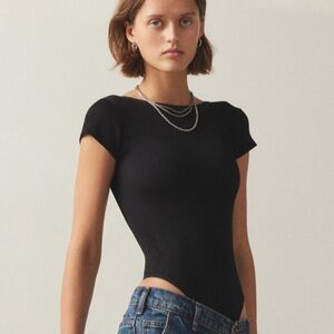 Urban Outfitters Black Ribbed Bodysuit